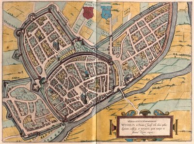 Wesel, nel Nordrhein Westfalia, Germania - in "Civitates Orbis Terrarum" di Georg Braun, Colonia 1617 da Georg Braun