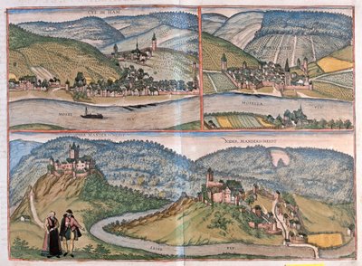 Zell, Berncastel, Manderscheid, Zell an der Mosel, Germania - in "Civitates Orbis Terrarum" di Georg Braun, Colonia 1617 da Georg Braun