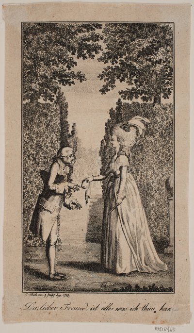 Illustrazione con dama e signore in un parco da Georg Christian Schule