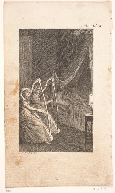 Illustrazione con suonatori di arpa da Georg Christian Schule