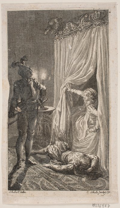 Illustrazione con Scena di Camera da Letto da Georg Christian Schule