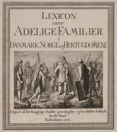 Frontespizio per "Lexicon delle famiglie nobili in Danimarca, Norvegia e Ducati" da Georg Christian Schule