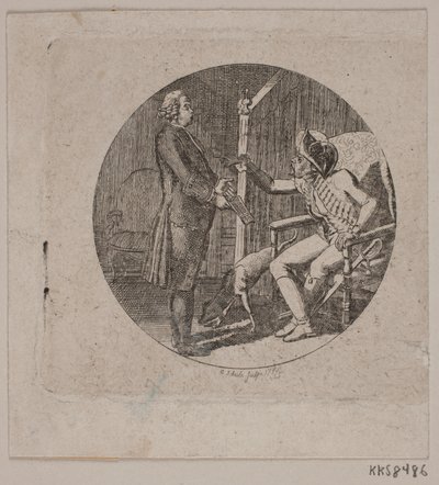 Vignetta con prete e uomo anziano da Georg Christian Schule