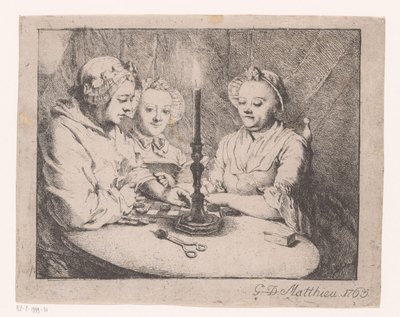 Donne che giocano a dama alla luce delle candele da Georg David Matthieu