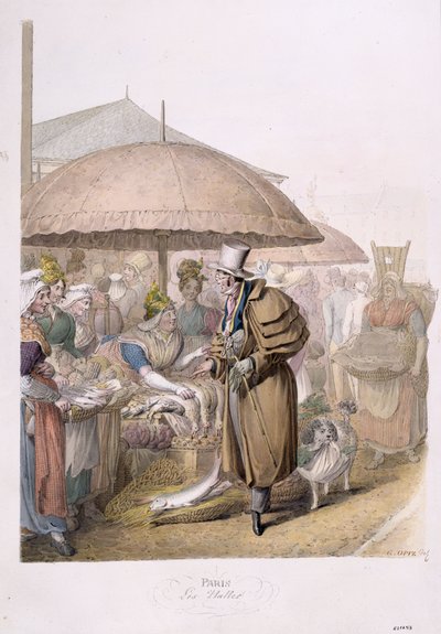 I mercati di Les Halles, 1831 da Georg Emanuel Opitz