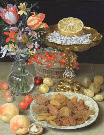 Natura morta con fiori e dessert da Georg Flegel