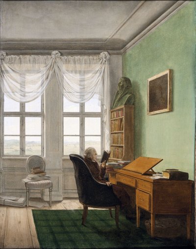 Tedesco:  Reinhards Studierstube Lo studio del cout-chaplain Reinhard da Georg Friedrich Kersting