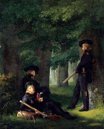Gli avamposti. Ritratti di Theodor Körner, Karl Friedrich Friesen e Heinrich Hartmann. Dipinto di Georg Friedrich Kersting, 1815 da Georg Friedrich Kersting