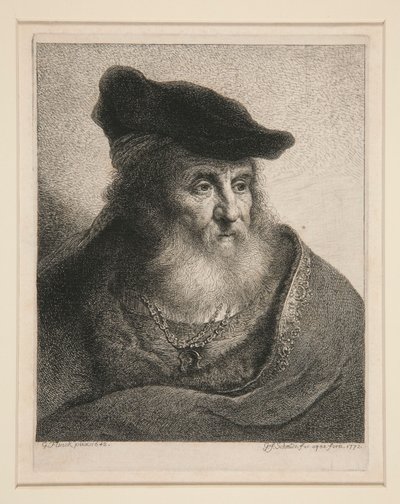 Testa di uomo barbuto con berretto di velluto da Georg Friedrich Schmidt
