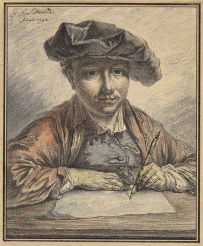Autoritratto mentre disegna da Georg Friedrich Schmidt