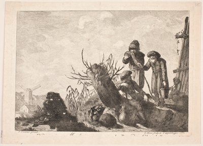 Tre contadini in un paesaggio da Georg Haas