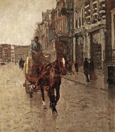 Rokin Westzijde: un carro trainato da cavalli sul Rokin, Amsterdam da Georg Hendrik Breitner