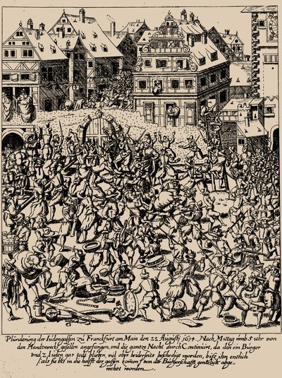 La rivolta di Fettmilch. Il saccheggio della Judengasse a Francoforte il 22 agosto 1614 da Georg Keller