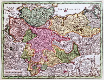 Mappa della Germania Settentrionale, da un Atlante da Georg Matthäus Seutter