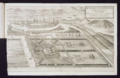I nuovi giardini a Cremsier, la residenza del principe-vescovo, pubblicato c.1700 da Georg Matthaus Vischer