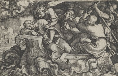 Cristo che dorme durante la tempesta sul lago di Tiberiade, dalla Storia di Cristo, 1534-35 da Georg Pencz