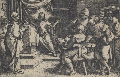 Cristo con i Dottori nel Tempio, dalla Storia di Cristo, 1534-35 da Georg Pencz