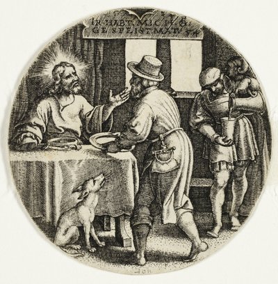 Nutrire gli affamati, da Le sette opere di misericordia da Georg Pencz