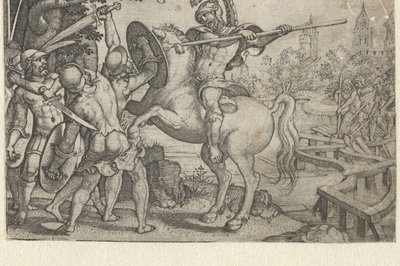 Orazio Coclite difende il ponte sul Tevere (serie Verhalen uit vroege Romeinse geschiedenis) da Georg Pencz