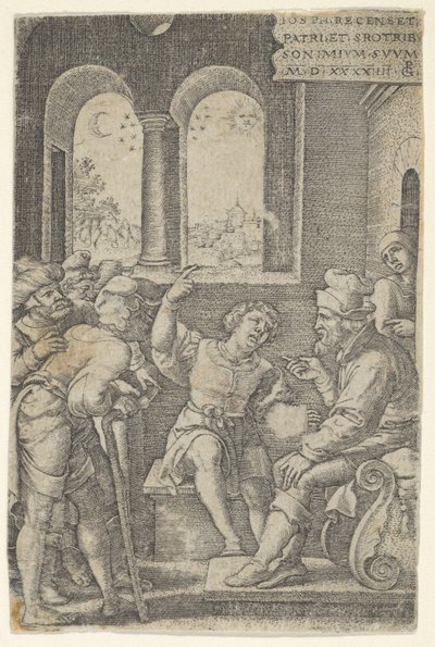 Giuseppe che descrive il suo sogno, dalla Storia di Giuseppe, 1544 da Georg Pencz