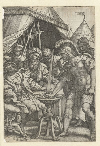 Mucio Scevola mette la mano destra nel fuoco (Eroi romani) da Georg Pencz
