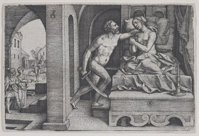 Tarquinio violenta Lucrezia, da Scene della storia romana da Georg Pencz