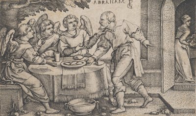 I tre angeli che visitano Abramo, dalla Storia di Abramo da Georg Pencz