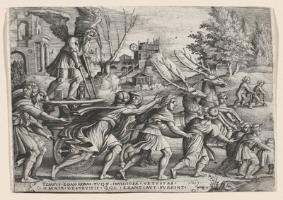 Il trionfo del tempo sulla fama, dai Trionfi di Petrarca da Georg Pencz