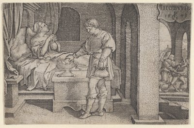 Tobiolo Fa un Sacrificio Propiziatorio, dalla Storia di Tobia, 1543 da Georg Pencz