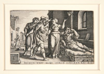 Tobia accecato, tav. 3 dalla serie La storia di Tobia da Georg Pencz