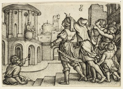 Virgilio il Mago Appeso nel Cestino da Georg Pencz