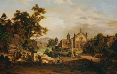 Paesaggio italiano con pellegrini da Georg Petzolt