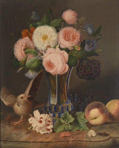Natura morta con fiori, un uccello e una cavalletta da Georg Seitz