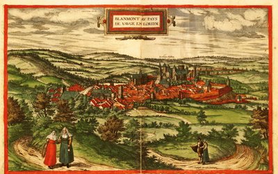 Blamont, città di campagna in Francia da Georg and Hogenberg Franz (1535 90) Braun