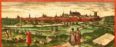 Bourges, - Città romana da Georg and Hogenberg Franz (1535 90) Braun