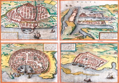 Cagliari, Malta, Rodi, Famagosta, Italia, Malta, Grecia, Cipro da Georg and Hogenberg Franz (1535 90) Braun