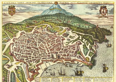 Catania, Sicilia, Italia da Georg and Hogenberg Franz (1535 90) Braun