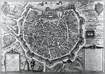 Mappa della città di Milano (1572) da Georg Braun and Hogenberg Franz