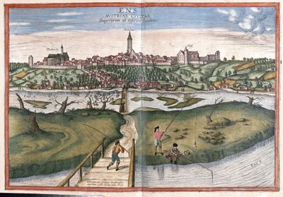 Enns, Austria (incisione) da Georg Braun and Hogenberg Franz