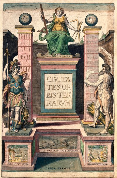 Prima di copertina del libro Civitates orbis terrarum di Braun e Hogenberg da Georg and Hogenberg Franz (1535 90) Braun
