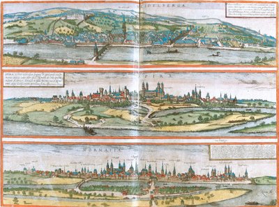 Heidelberg, Speyer, Worms, Germania da Georg and Hogenberg Franz (1535 90) Braun