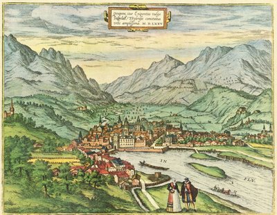 Innsbruck, Austria, Tirolo da Georg and Hogenberg Franz (1535 90) Braun