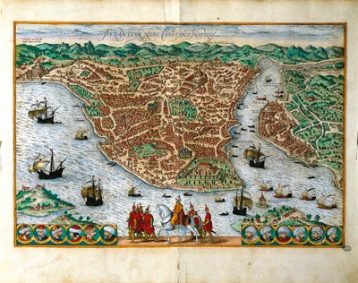 Veduta prospettica della città di Costantinopoli da Georg Braun and Hogenberg Franz