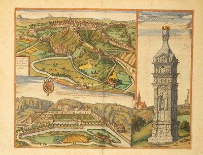 Città di Lussemburgo, Palazzo Granducale e monumento in pietra da Civitates Orbis Terrarum da Georg Braun and Hogenberg Franz