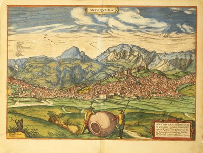 Mappa di Antequera da Civitates Orbis Terrarum da Georg Braun and Hogenberg Franz