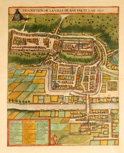 Mappa di Bar-Le-Duc da Civitates Orbis Terrarum da Georg Braun and Hogenberg Franz