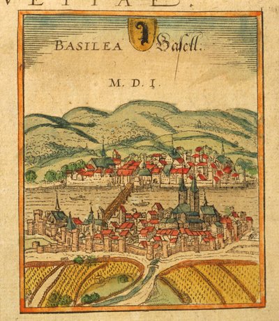 Mappa di Basilea da Civitates Orbis Terrarum da Georg Braun and Hogenberg Franz