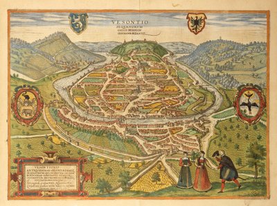 Mappa di Besançon dal Civitates Orbis Terrarum di Georg Braun da Georg Braun and Hogenberg Franz