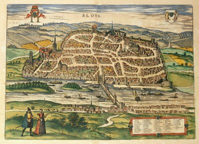 Mappa di Blois da Civitates Orbis Terrarum da Georg Braun and Hogenberg Franz
