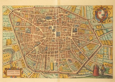 Mappa di Bologna da Civitates Orbis Terrarum da Georg Braun and Hogenberg Franz